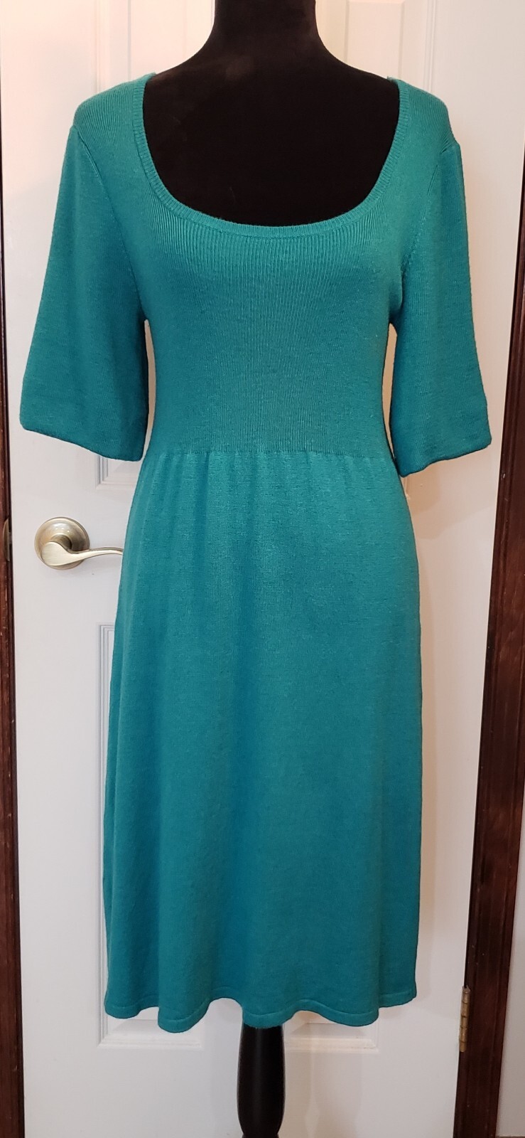 Spense Sweater Dress Size Large Acrylic Wool Knit 3/4 Balloon Sleeve