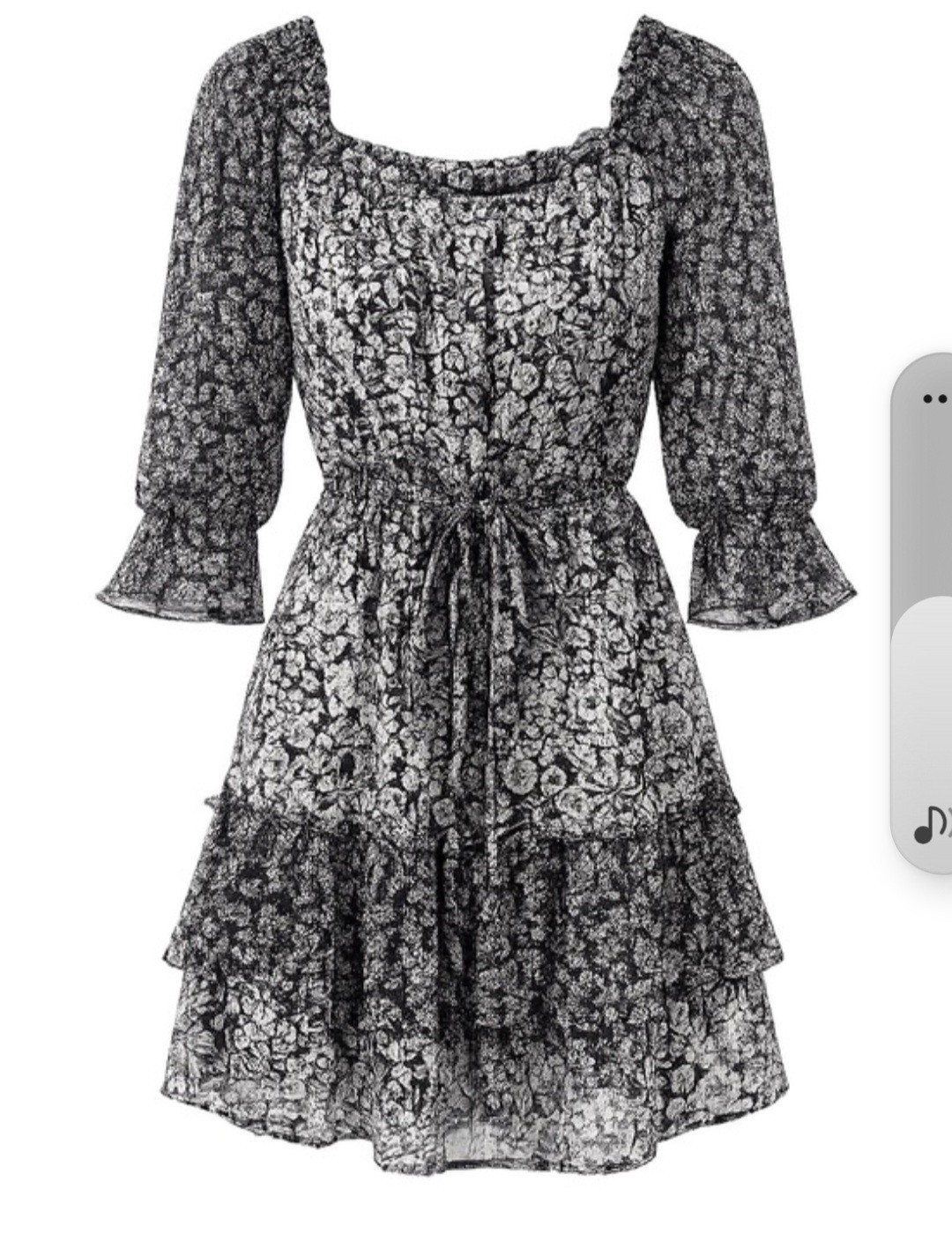Loft Navy Blue Floral Off The Shoulder Tiered boho ruffle Mini Dress Medium