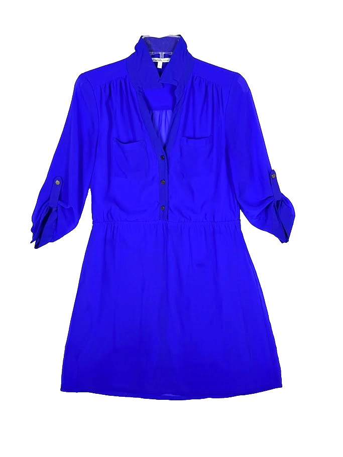Charlotte Russe Royal Blue Short Women’s Dress with Buttons Down Collar Small