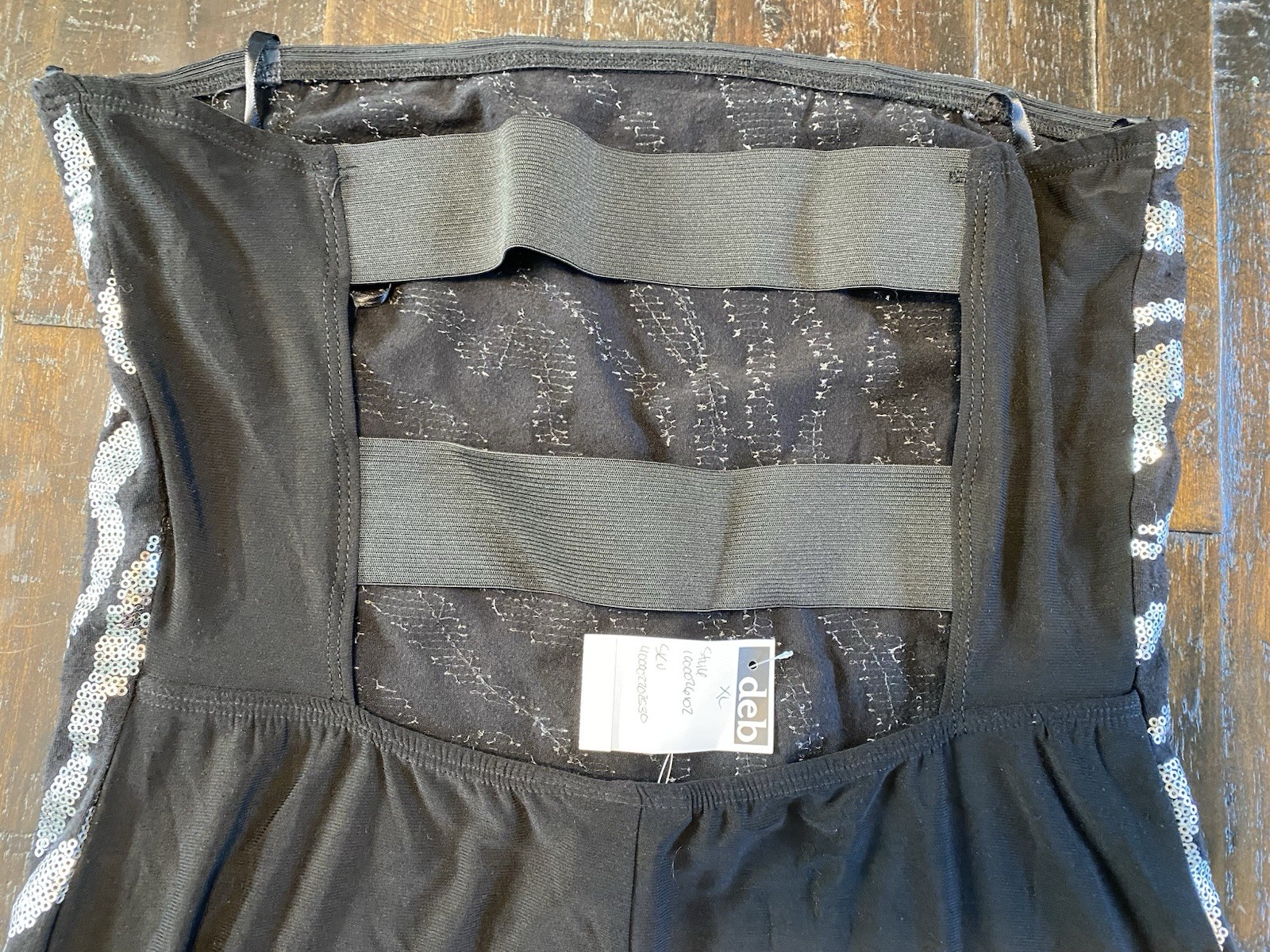deb Strapless Sequin Zebra Animal Print Bodycon Mini Dress Black/Silver XL
