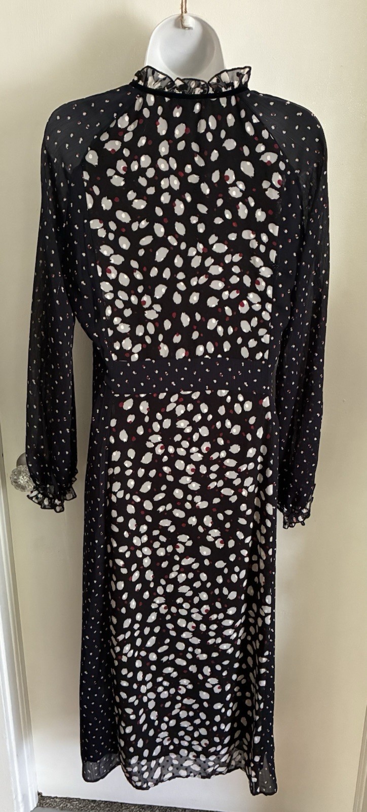 Chelsea28 Nordstrom Cottage Core Patchwork Polka Dot Print Fall Dress Midi M