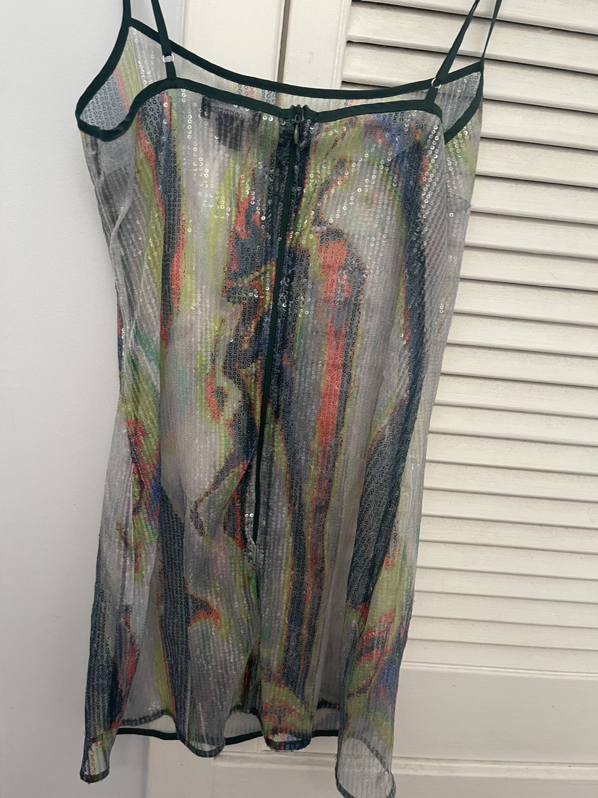 Pretty Little Thing Multi Ombré Sheer Sequin Strappy Bodycon Dress UK Size 6