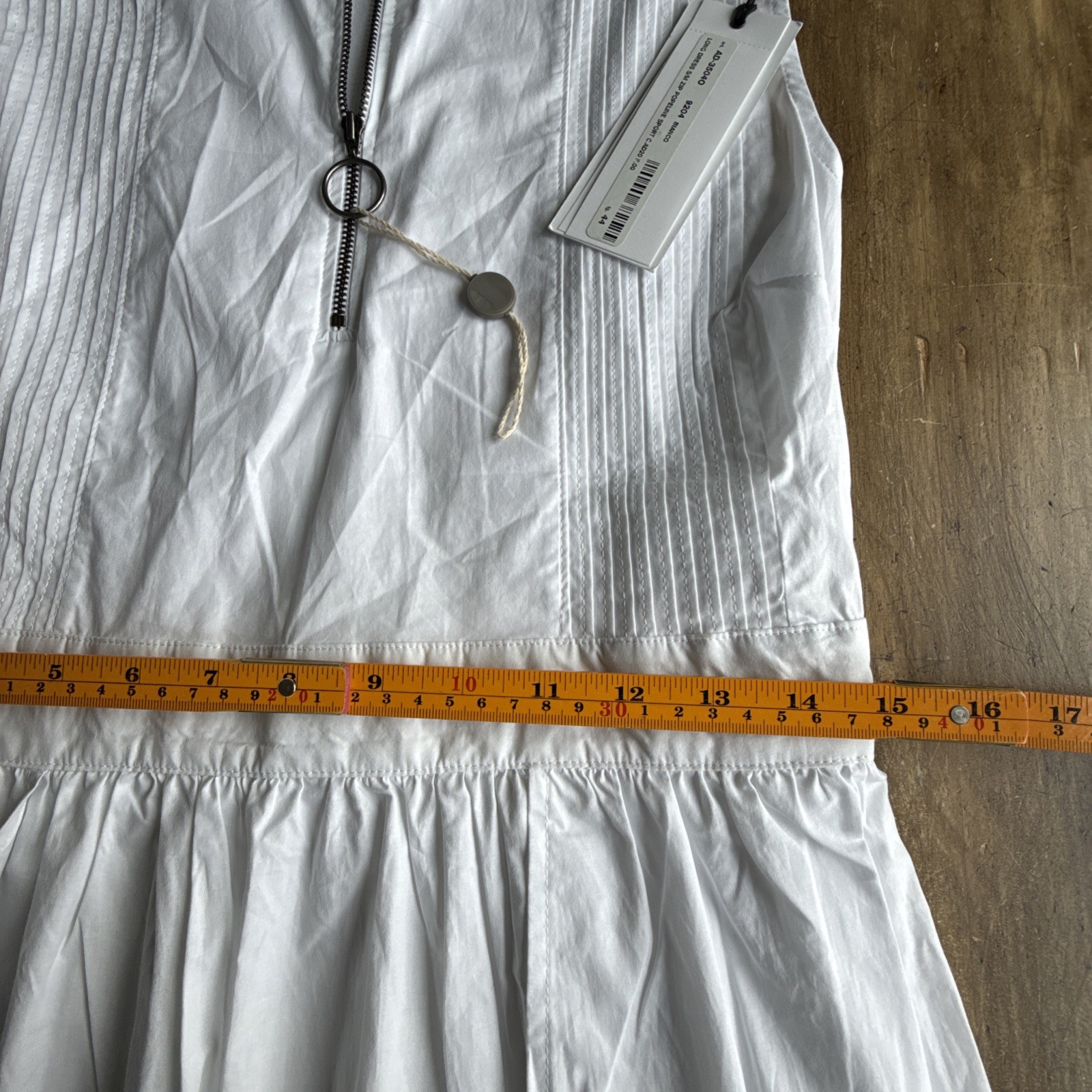 Alpha Studio White Cotton Poplin Maxi Dress Sleeveless Size 44 L NWT Italy