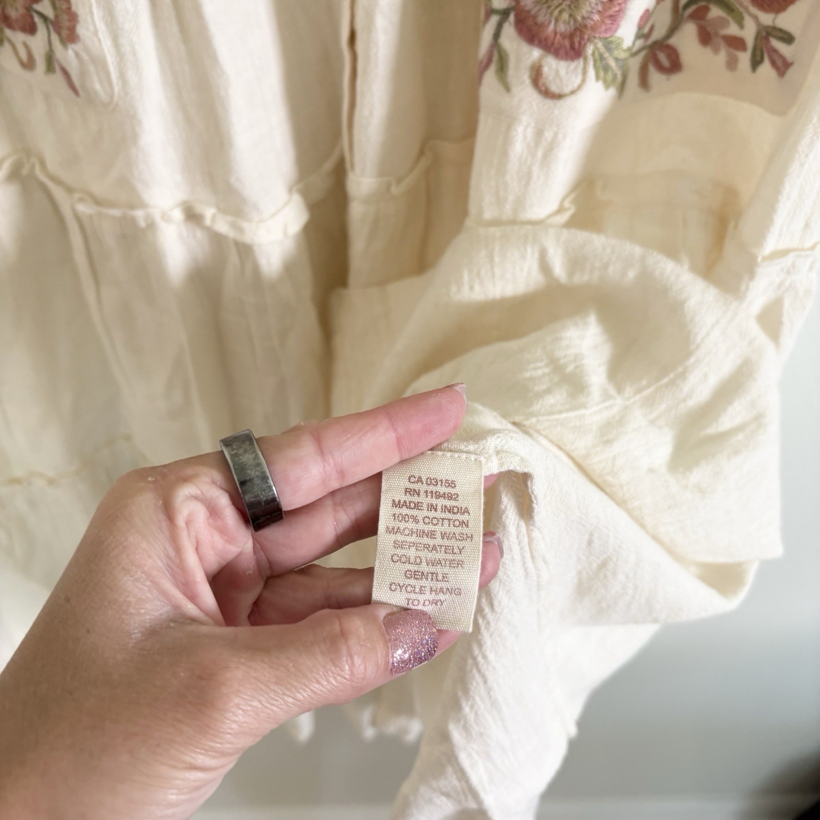 April Cornell Modern Prairie Nostalgia Embroidered Midi Dress Sz XS Cottagecore