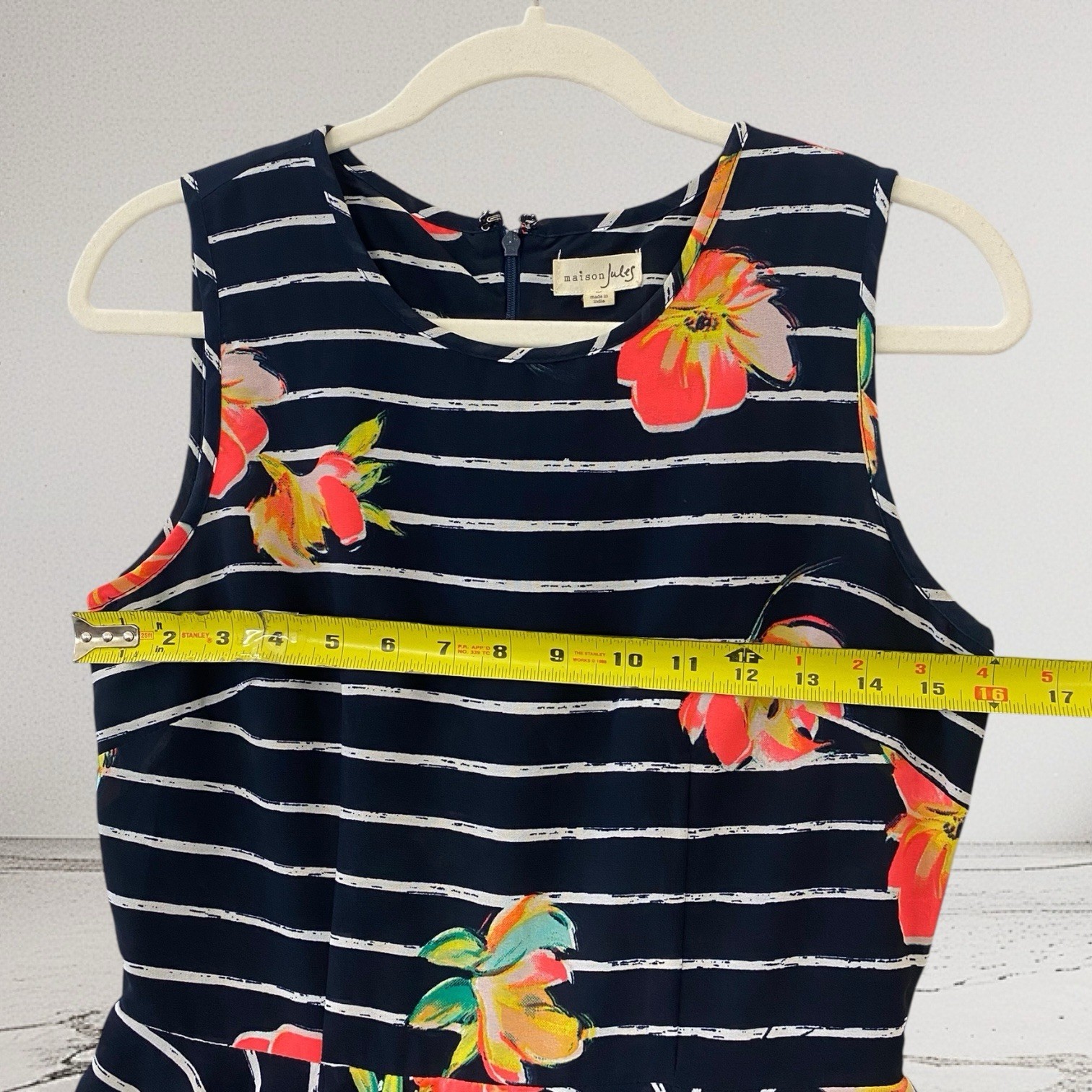 Maison Jules Floral Stripe Fit & Flare Mini Dress Women’s Juniors Size Small