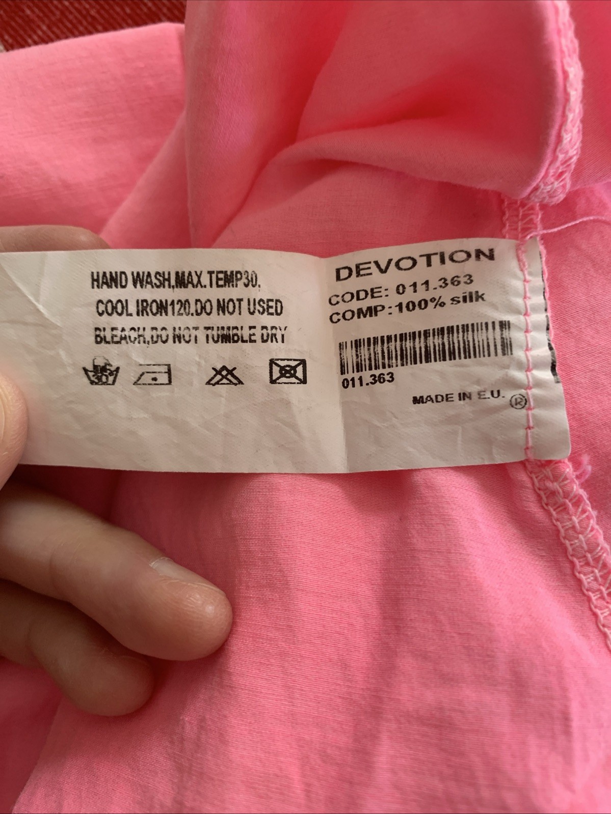Devotion Small 100% Silk Light Pink Strapless Maxi Dress