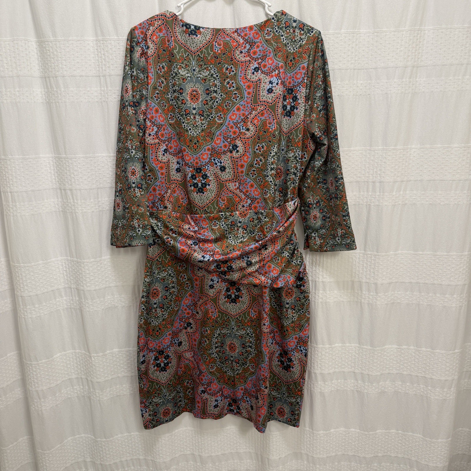 Gretchen Scott Rouched Waist Paisley Dress Women’s Large Performance UPF Green
