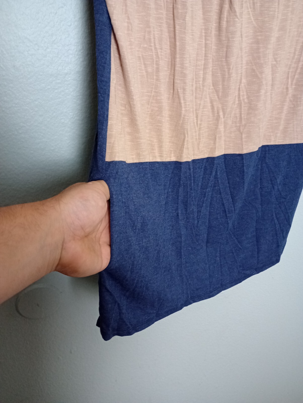 Dolan Left Coast Collection Womens Medium Navy Tan Colorblock Pocket Tunic Dress