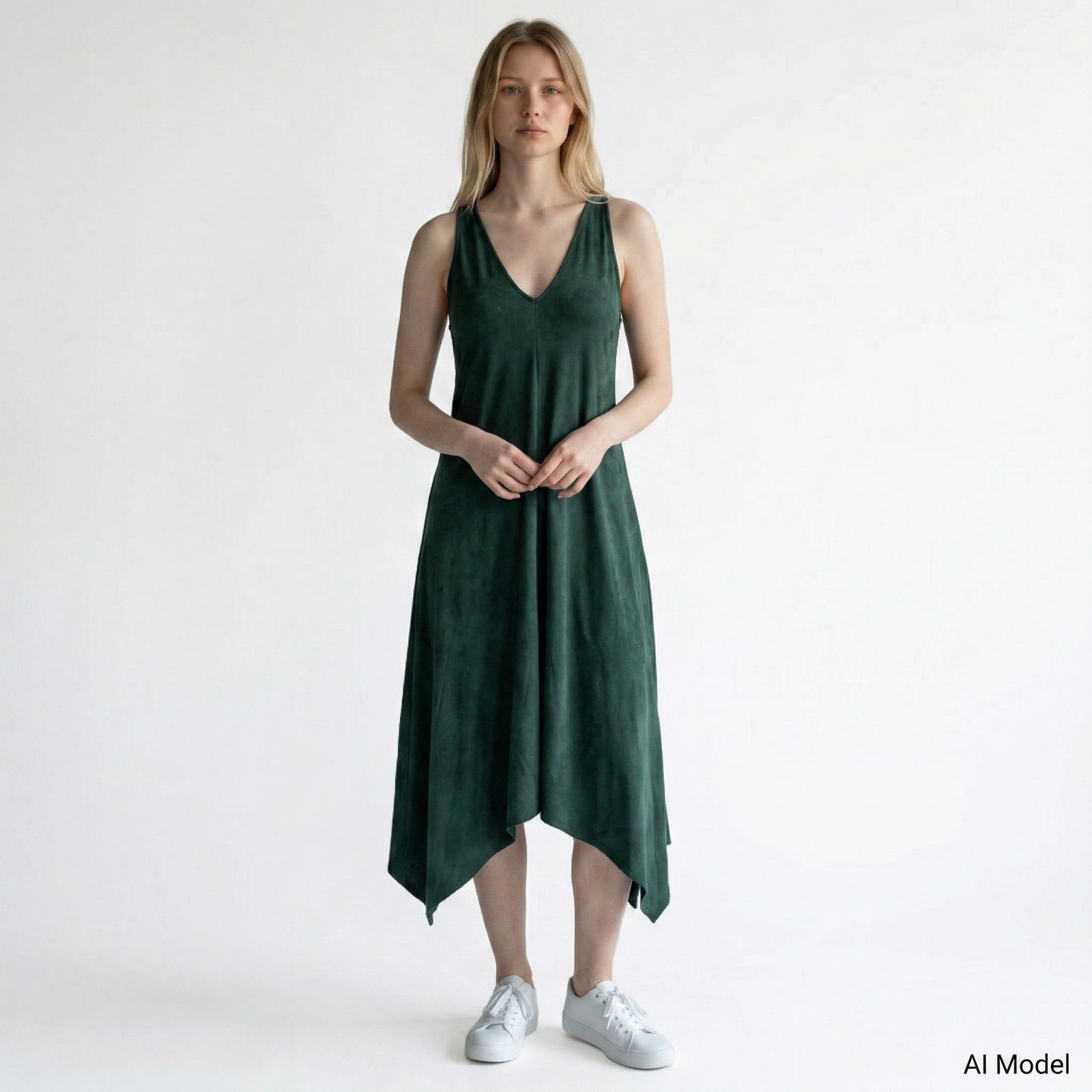 Dolan Left Coast Collection Handkerchief Dress Womens XS Green V-Neck 171335P