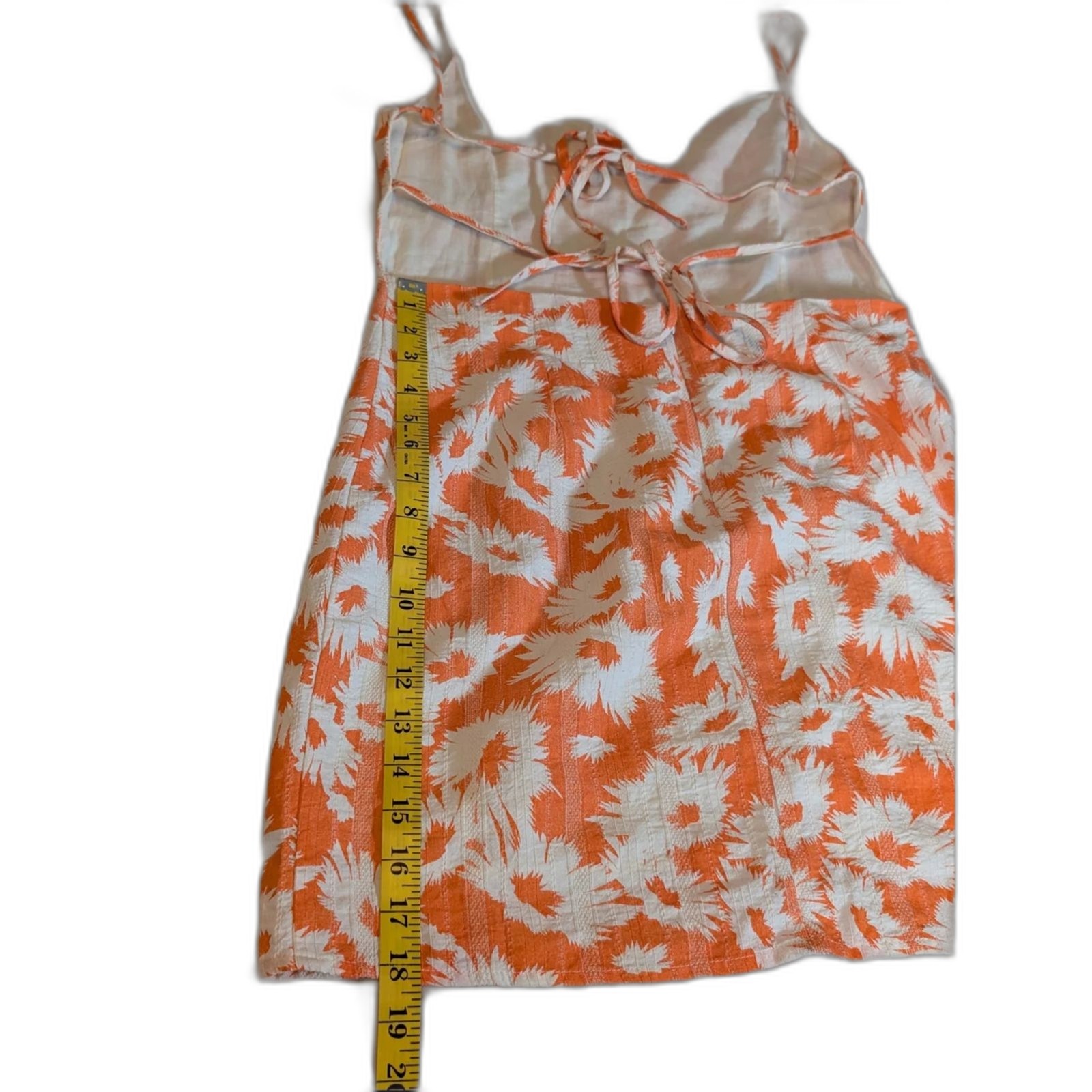 Olivaceous Orange Floral Open Back Tie Mini Dress Size Large Summer Vacation