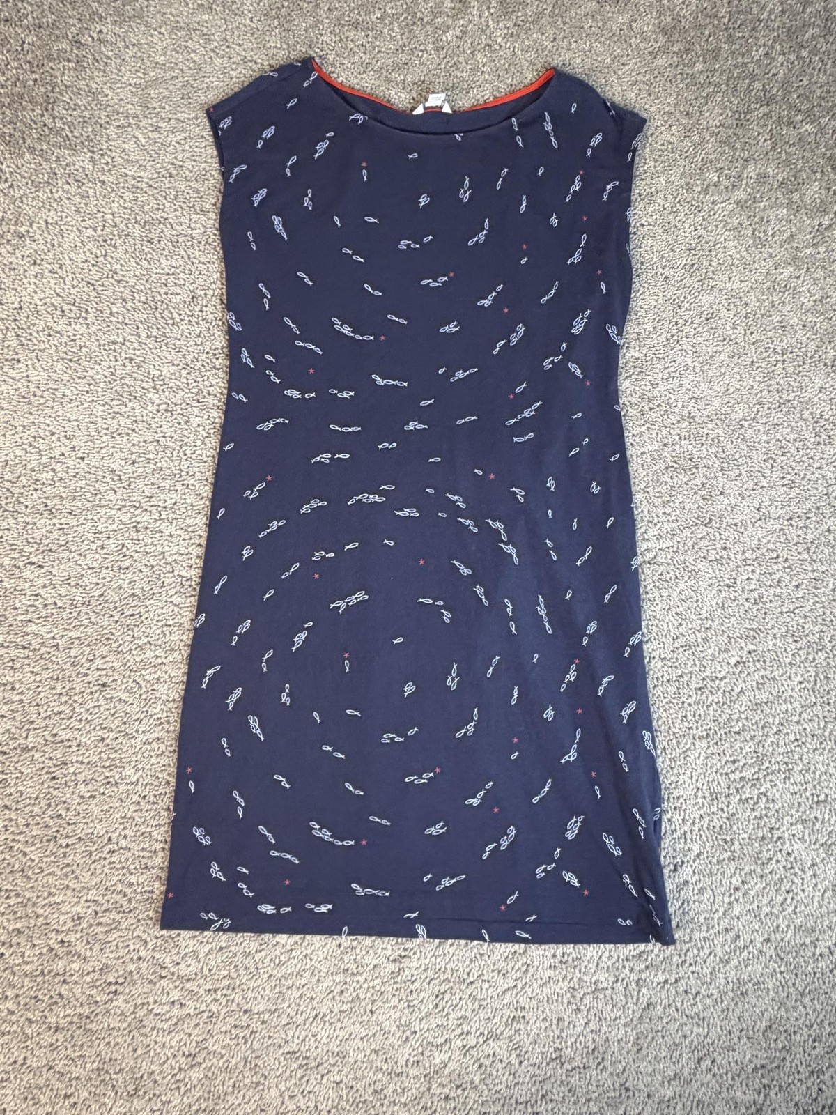 Nautica Dress Womens S Blue T-Shirt Dress Geometric Fish Graphic Pullover Tie