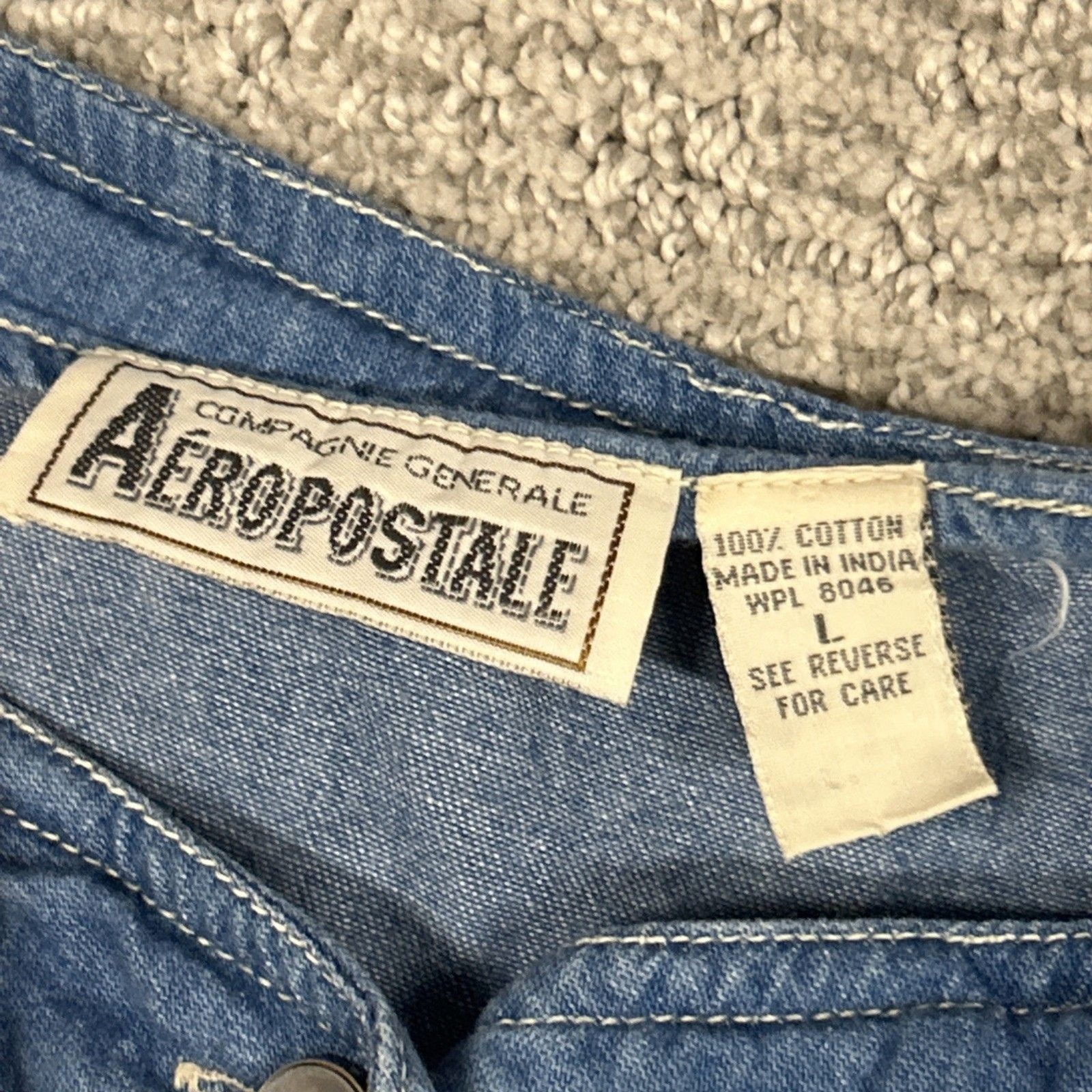 Aeropostale Overall Dress Junior Womens Large Aero Jean Pearl Snap Front Y2K 90s