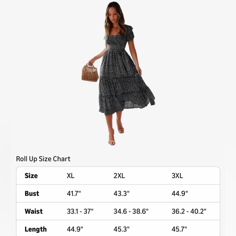 Elegant Black Polka Dot Dress XL
