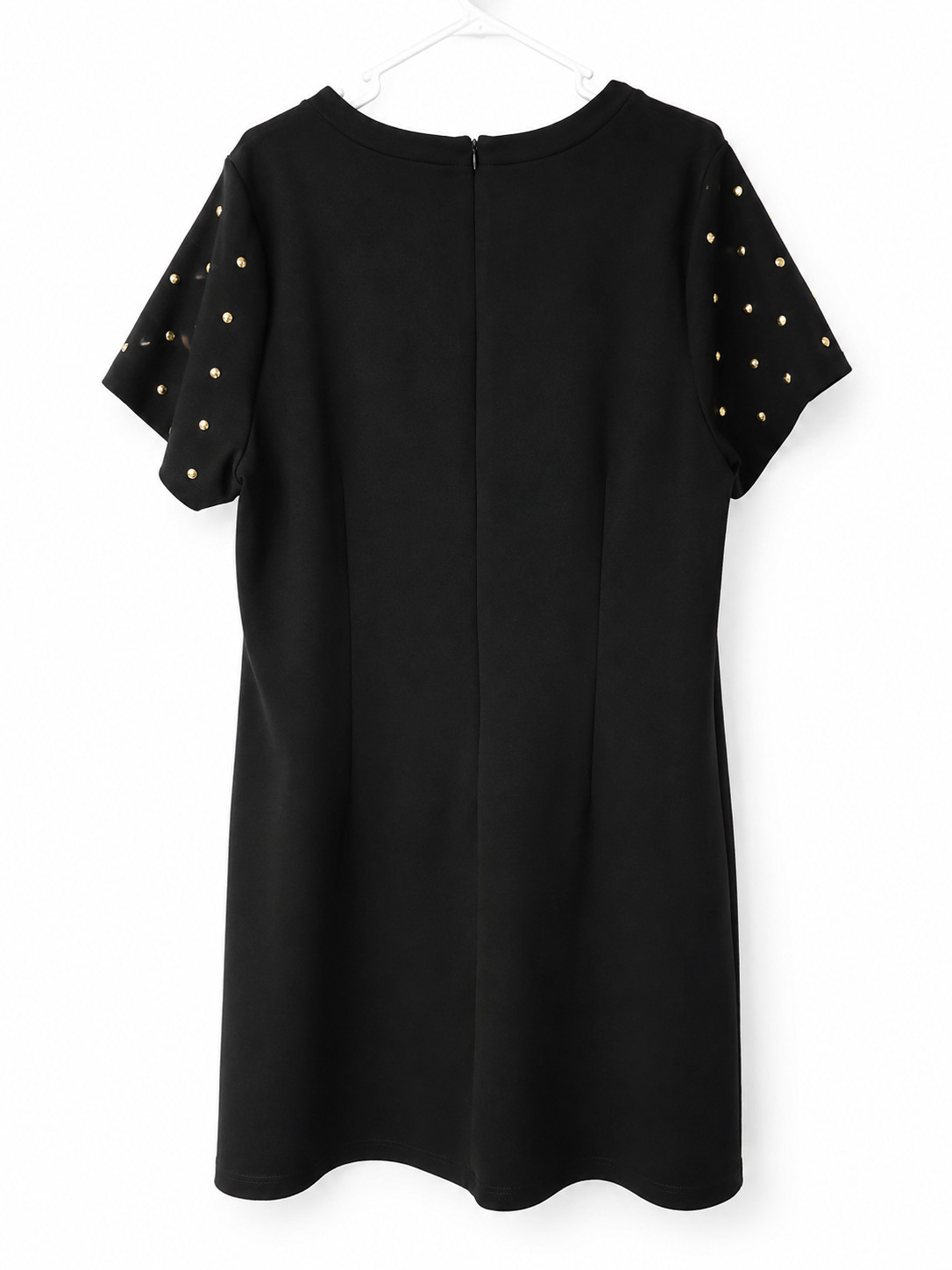 Michael Michael Kors Black Studded Shift Dress Gold Studs Short Sleeve Plus Size