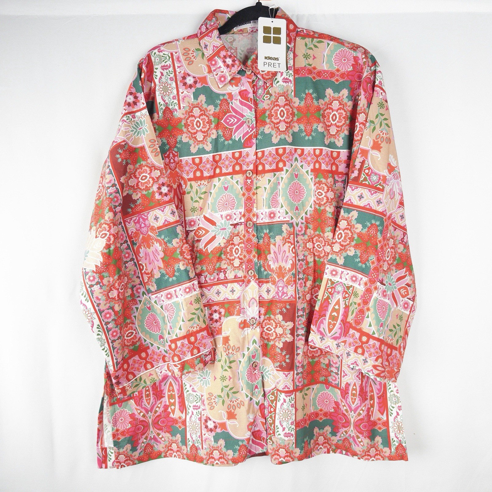 Ideas Pret Women’s 2pc Floral Multicolor Button-Front Pajama Lounge Set L