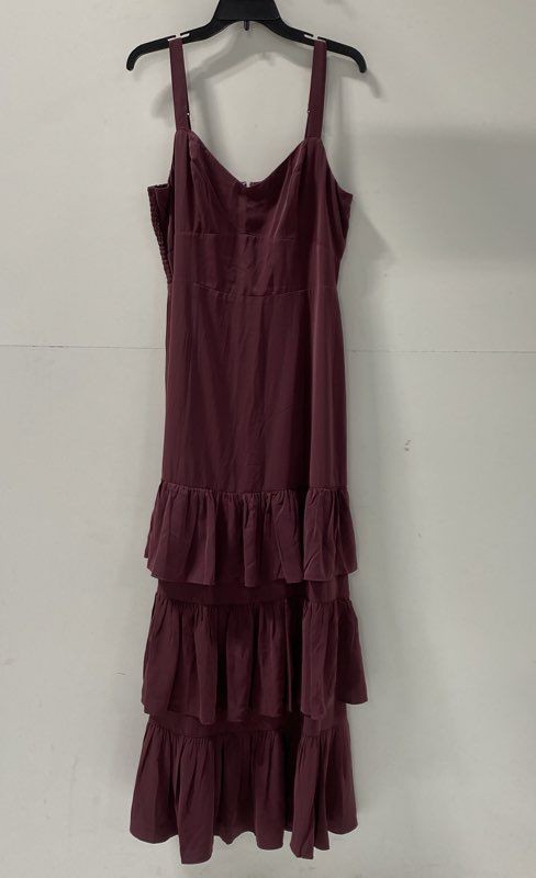 Abercrombie & Fitch Women’s Plum Tiered Ruffle Maxi Dress Smocked NWT Sz LT