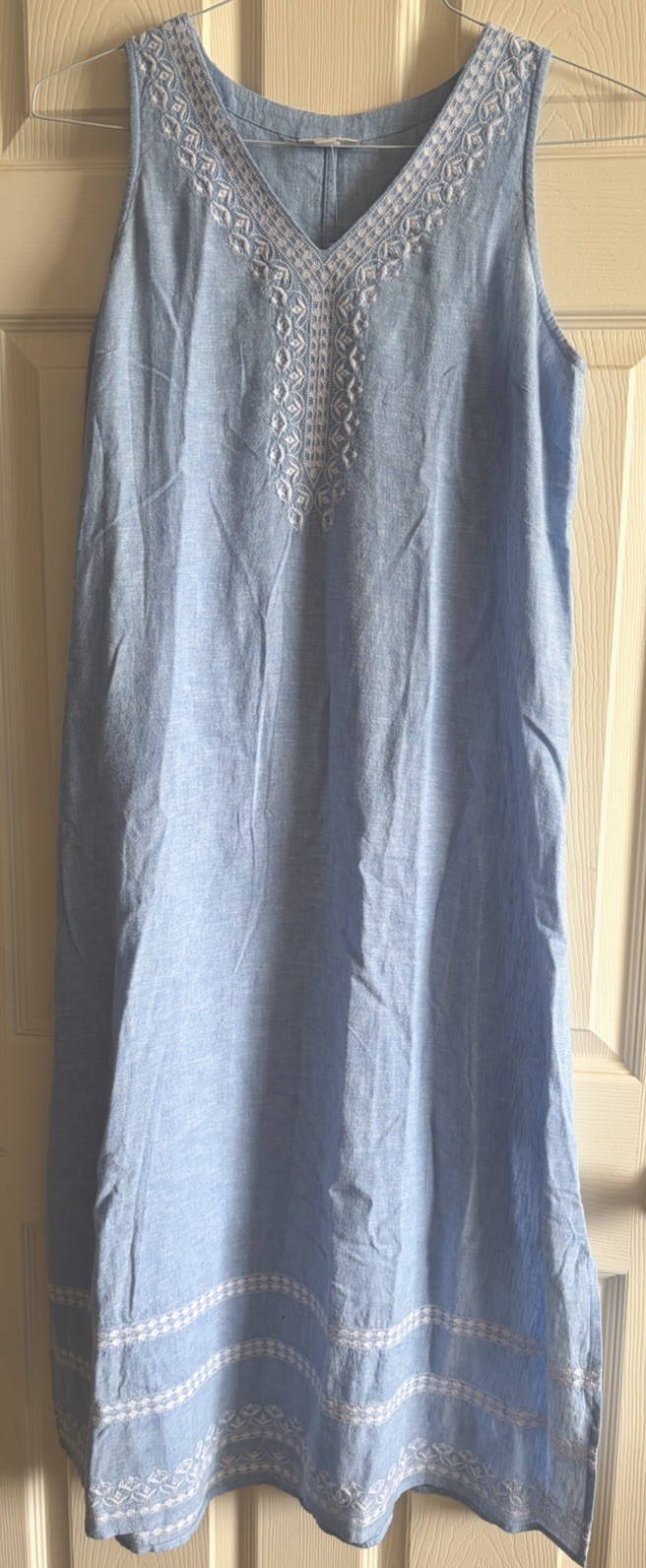 J Jill Linen Blend Embroidered Maxi Dress NWT Size Small Petite