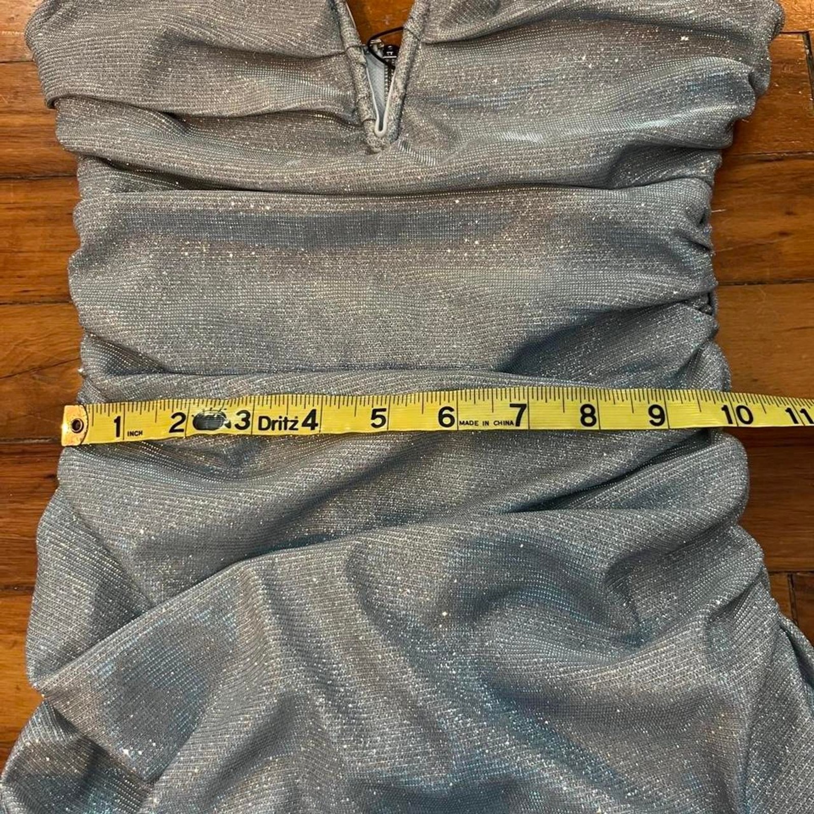 Fashion Nova Glitter Sparkly Sky Blue Strapless Bodycon Mini Dress V-Neck, XS
