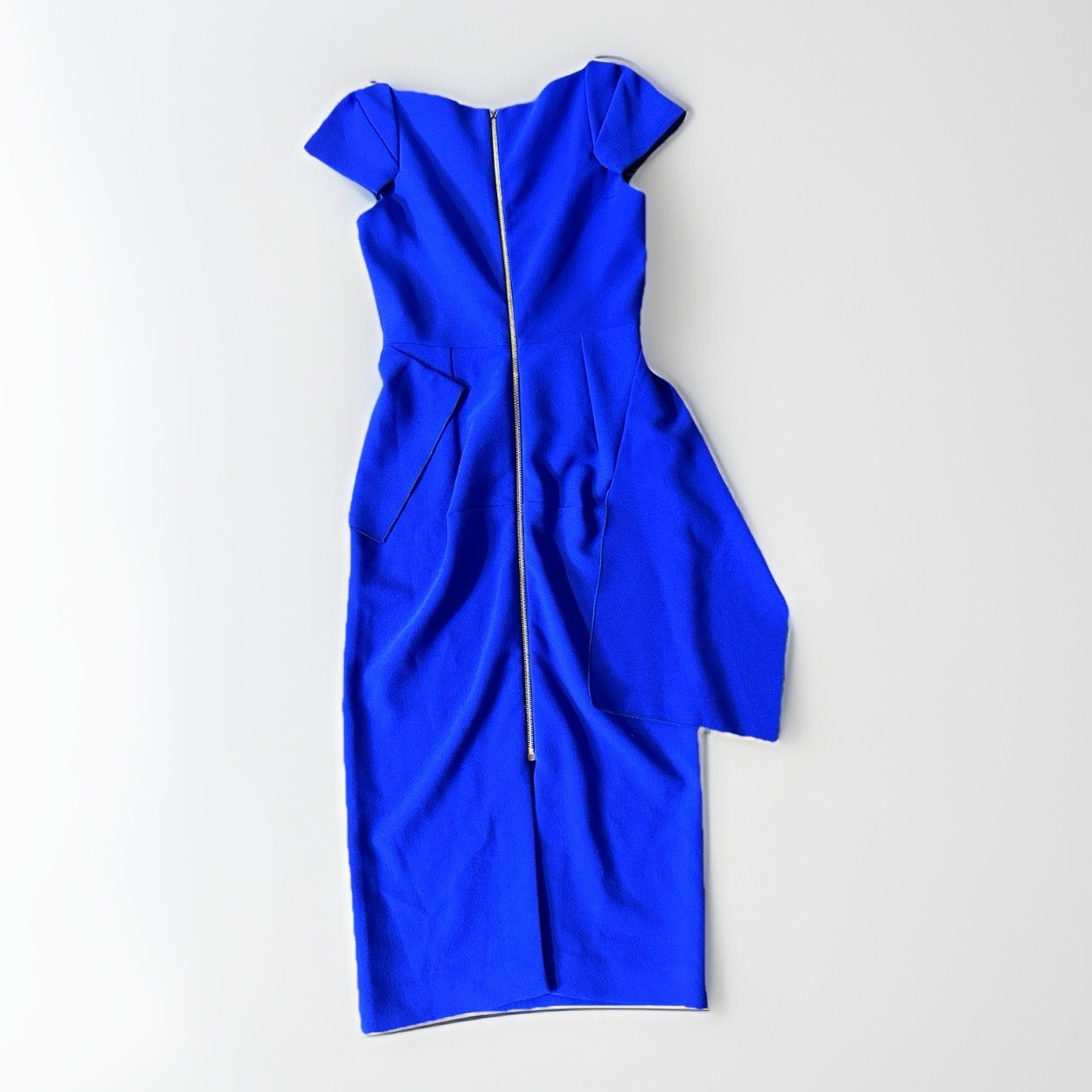 Roland Mouret Aldingham Asymmetric Crepe Peplum Blue Dress 4