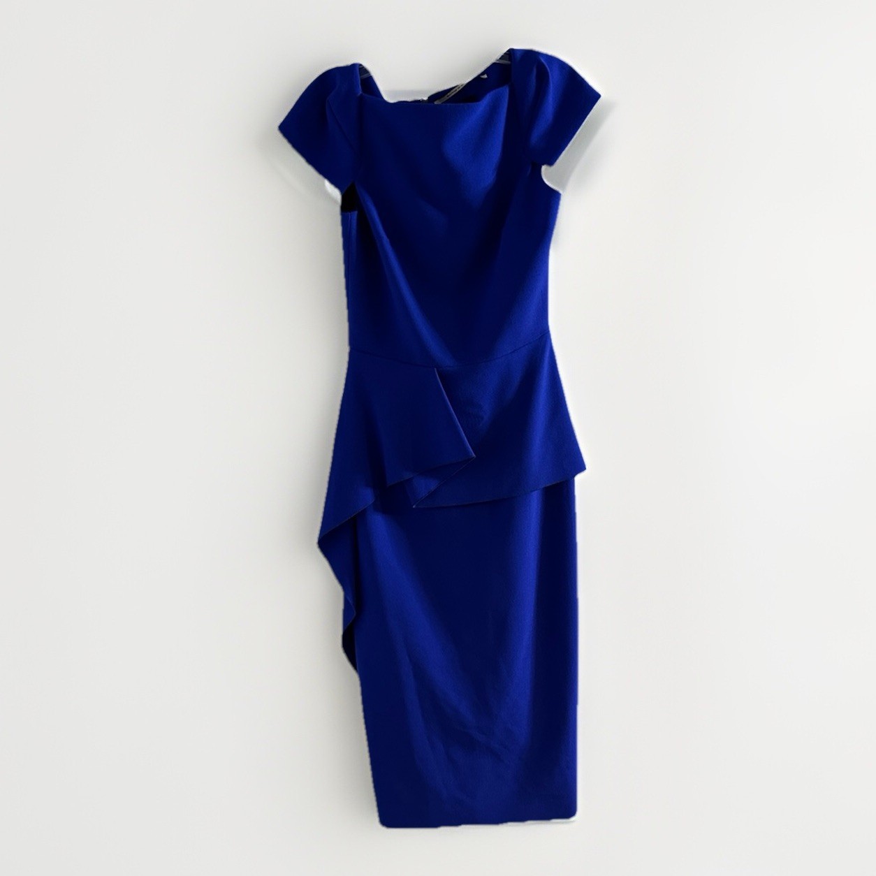 Roland Mouret Aldingham Asymmetric Crepe Peplum Blue Dress 4