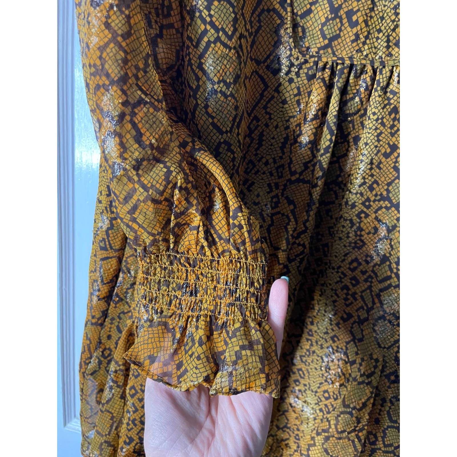 French Connection Snakeskin Print Long Sleeve Mini Dress Womens S