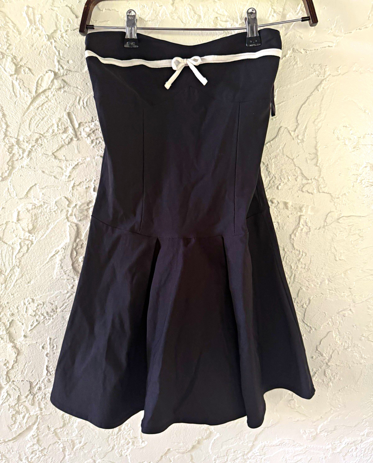 21Saints Women’s S Black/White Sweetheart Bow Fit & Flare Short Dress