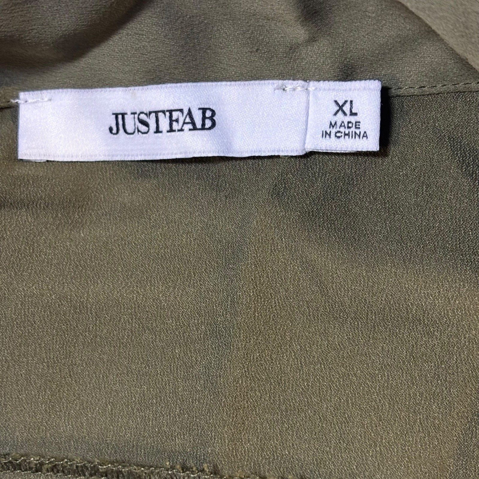 Just Fab Olive Green Button Front Bow Neck Long Sleeve Maxi Dress Womens XL