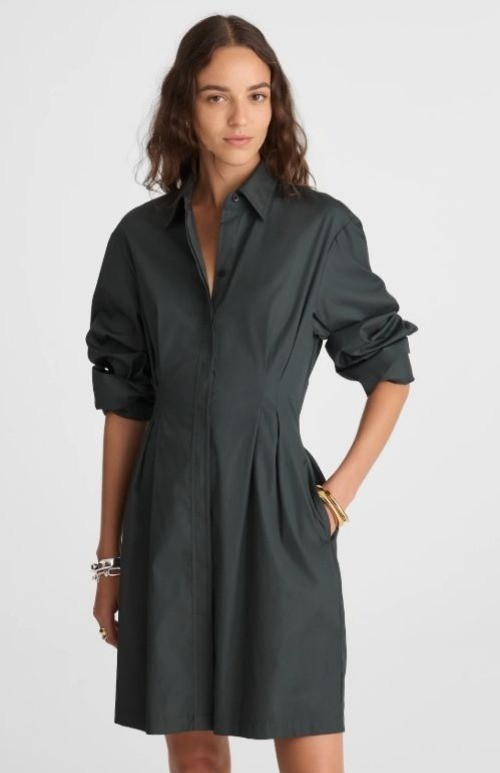 Madewell Tucked Mini Shirtdress Women’s Size 0 in Summit Green New With Tags!