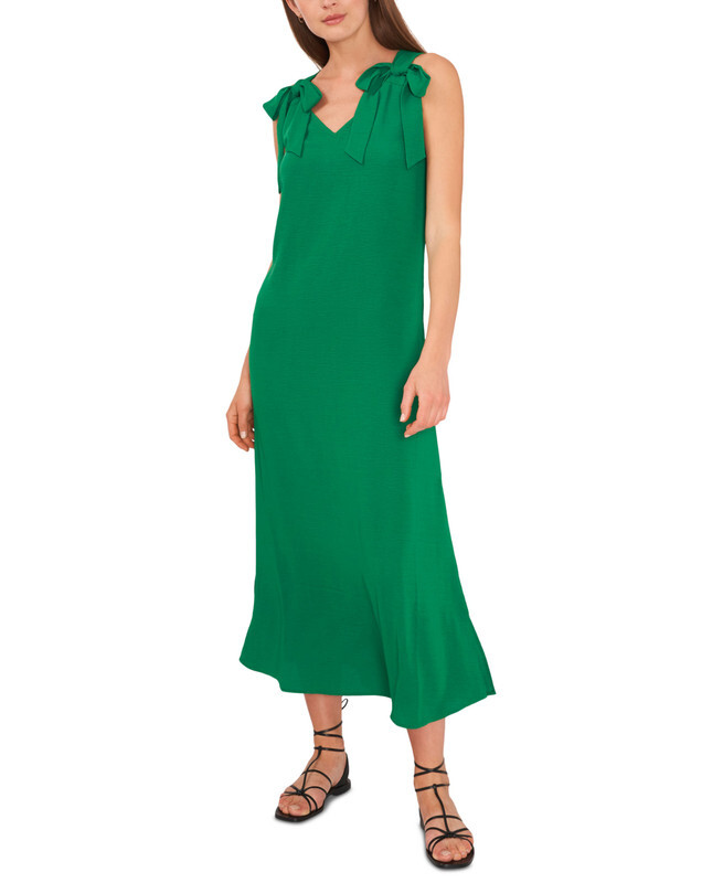 Riley & Rae Women’s Tied-Shoulder Tiered Maxi Dress (Lush Green, Medium)