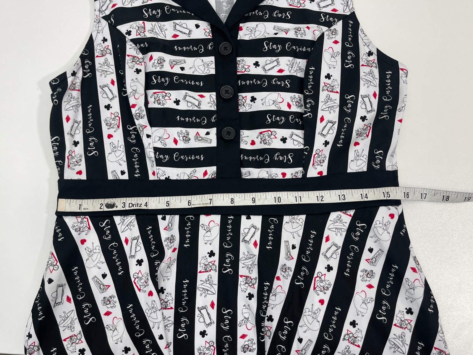 Hot Topic Disney Alice In Wonderland Stay Curious Collared Flare Shirt Dress L