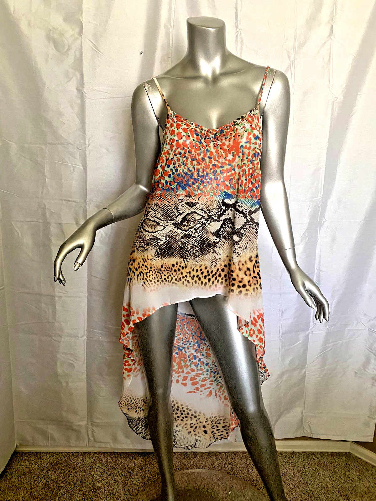 Alberto Makali High Low Sleeveless Beaded Dress Size M