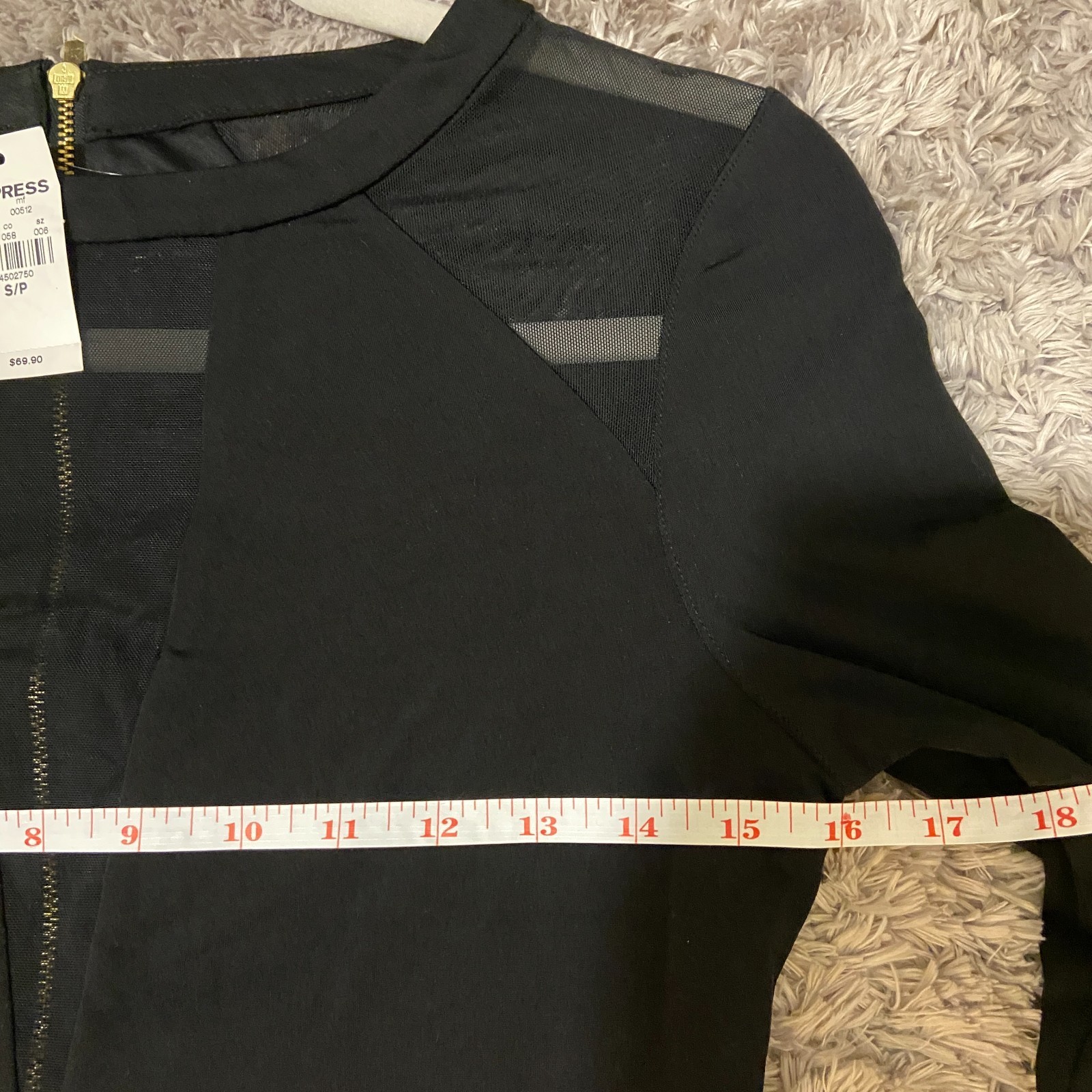 NWT Express Black Sheer Block Long Sleeve Bodycon Cocktail Party Dress Women’s S
