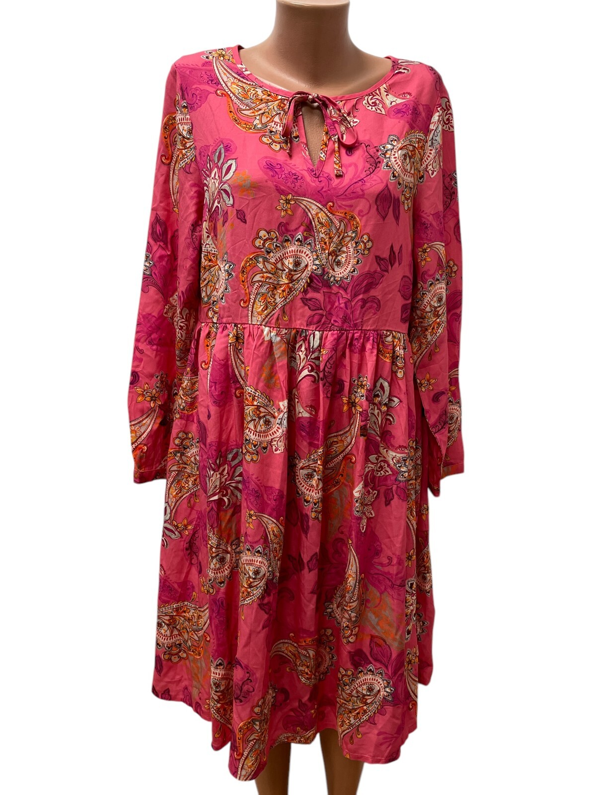 Deerberg size 42-XL dress summer dress pink multi-colored long sleeve
