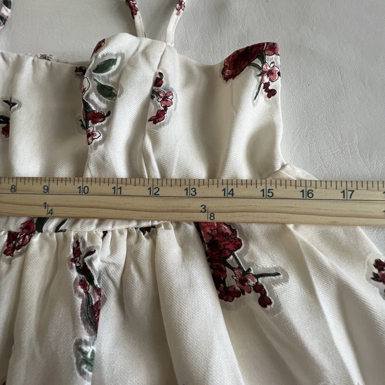 Storia Floral Mini Dress Medium White Red Rose Cottagecore Boho Summer Sundress