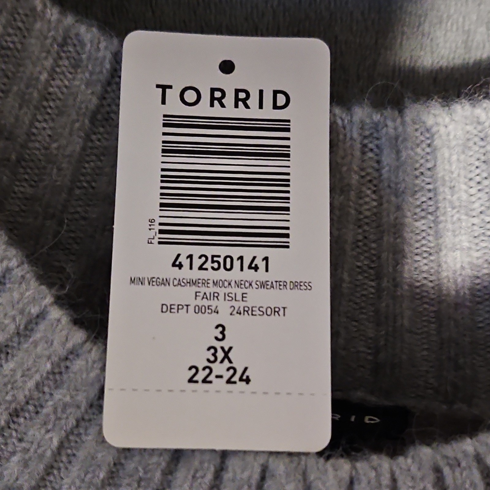TORRID Mock Neck Sweater Dress Striped Gray Long Sleeve Women’s Size 3 / 3X