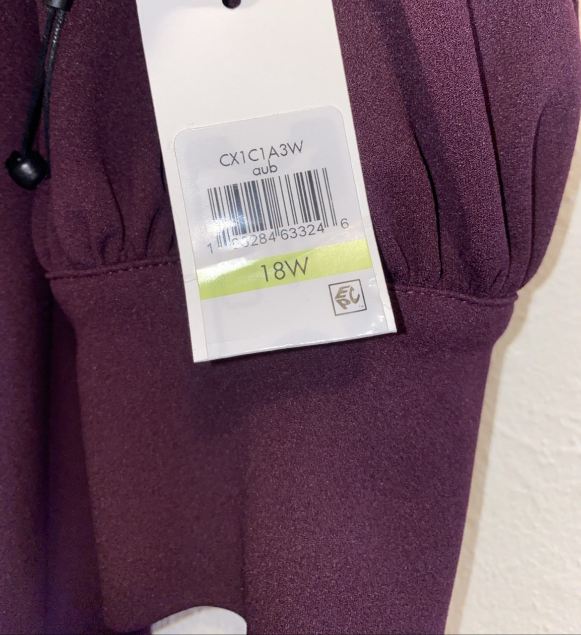 Calvin Klein Wedding Party Aubergine Puff Sleeve Sheath Dress Size 18 NWT