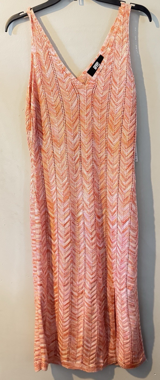 Madden NYC Knit Maxi Dress Pink Orange Chevron Sleeveless Summer Large