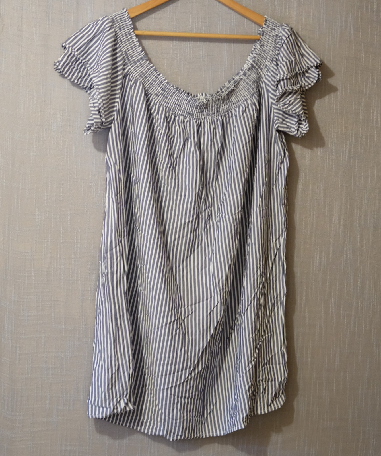 Old Navy Off The Shoulder Dress Grey/White Stripe Spuer Soft Womens XXL #H96-64