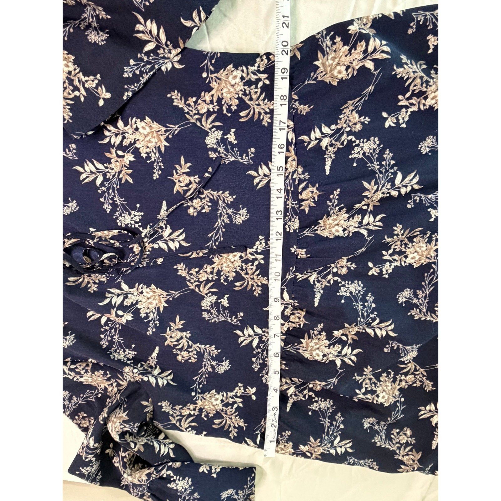 VIISHOW Women Medium Navy Floral Tiered Maxi Dress Boho Oversized Bell Sleeve
