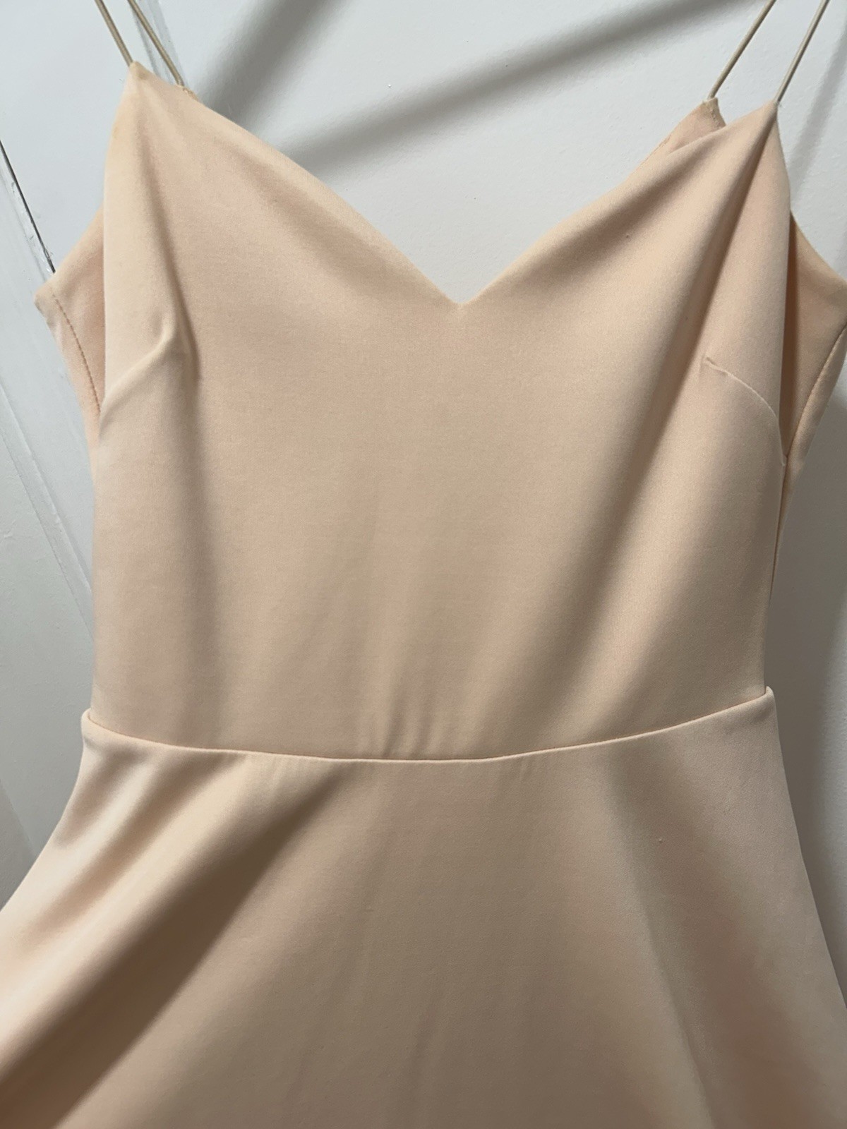 ASOS Womens US 2 Beige Solid Fit & Flare Short Dress V-Neck Sleeveless Straps