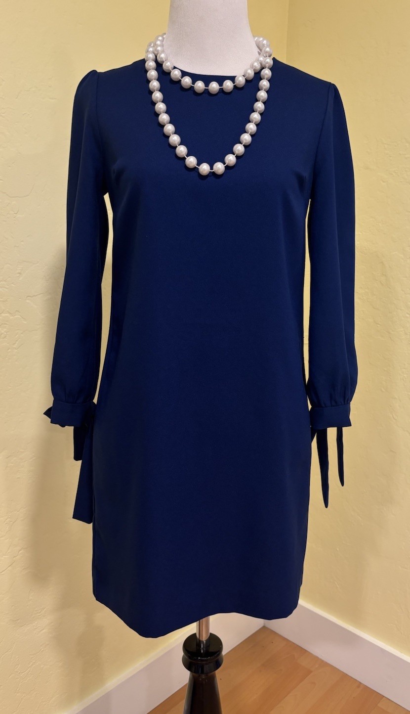 Banana Republic Tie Cuff Shift Dress Navy Blue Size 00P