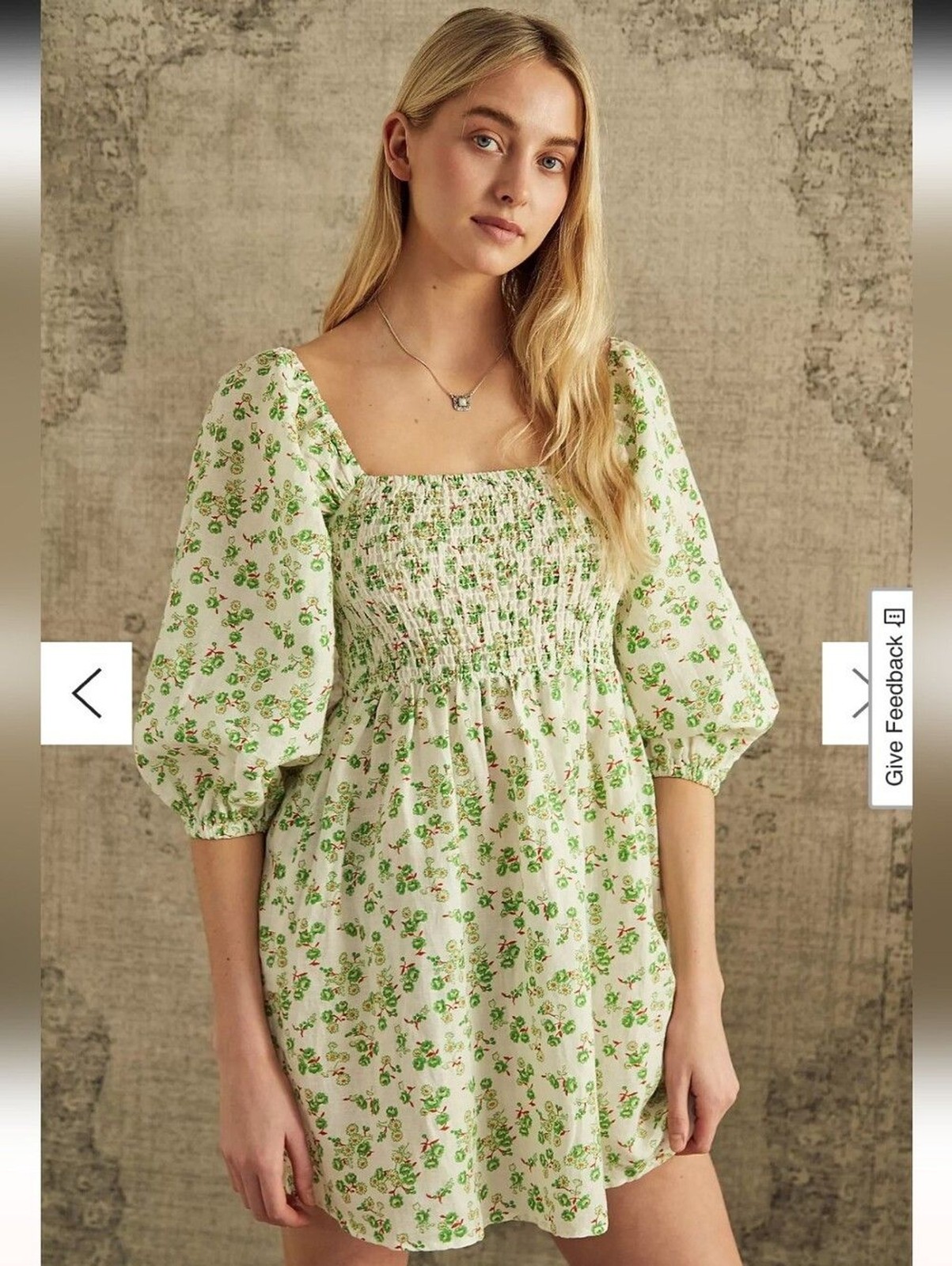 Urban Outfitters Sofia Floral Puff Sleeve Mini Dress Smocked Puff Sleeves