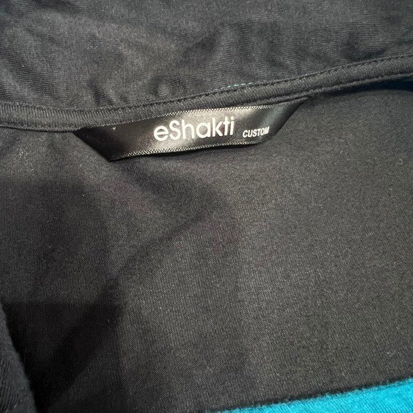 eShakti Custom Black Teal Colorblock Asymmetrical Zipper Dress Women Size 14