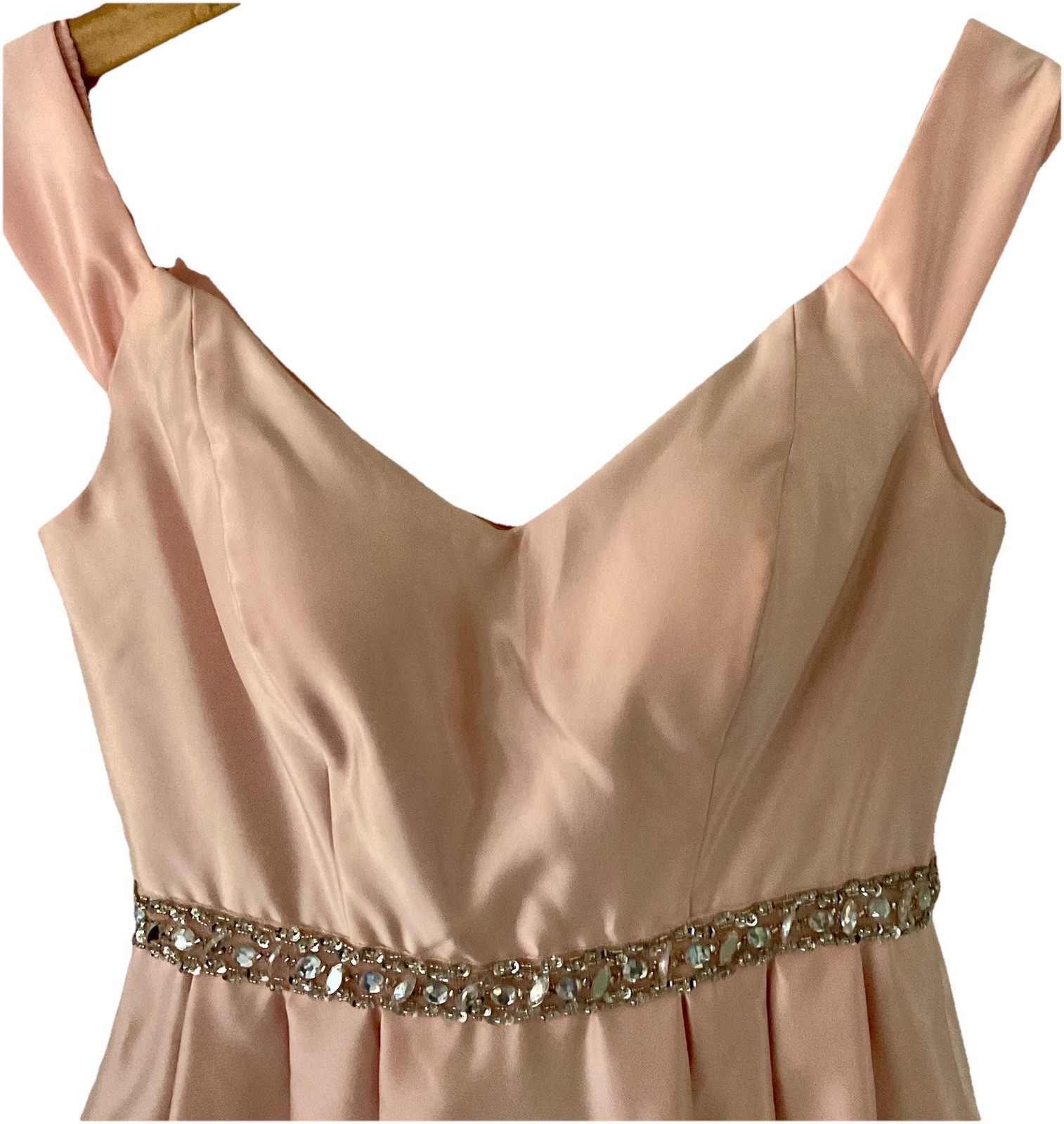 Cindy Collection Fit N Flare Dress Mini Pink Satin Rhinestone Prom Wedding Gown