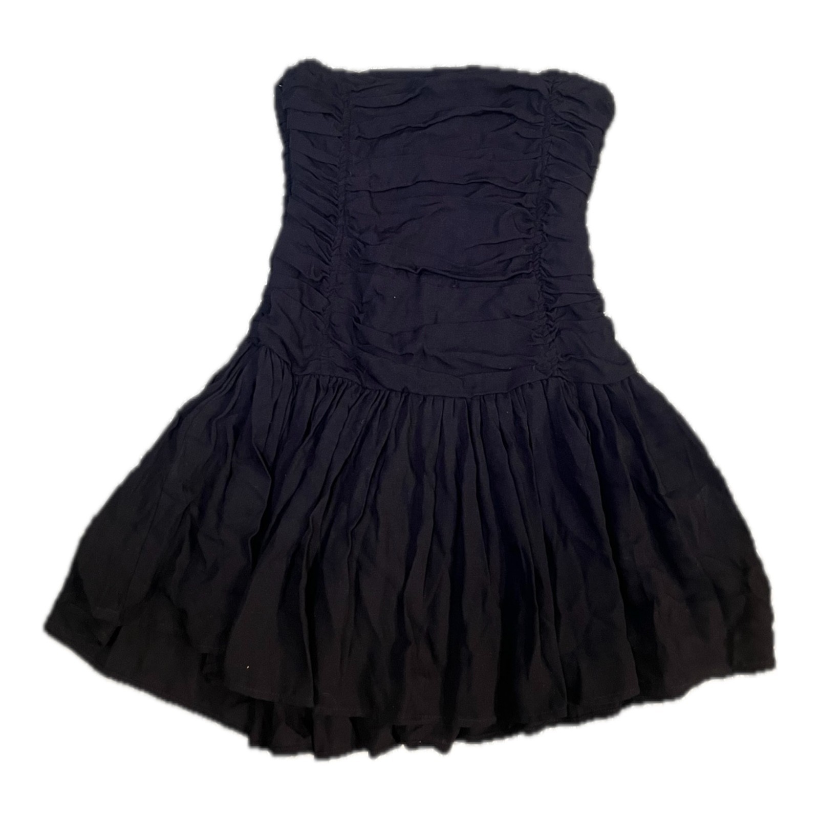 Blanco by Nature Black Strapless Smocked Bandeau Tiered Ruffle Mini Dress S NWT