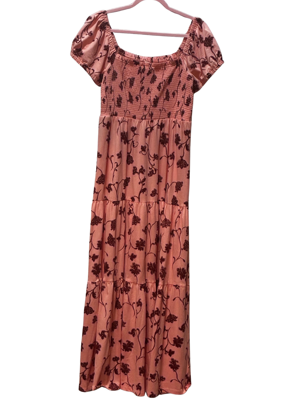 Daily Practice by Anthropologie Smocked Cottagecore Tiered Maxi Lounge Dress S