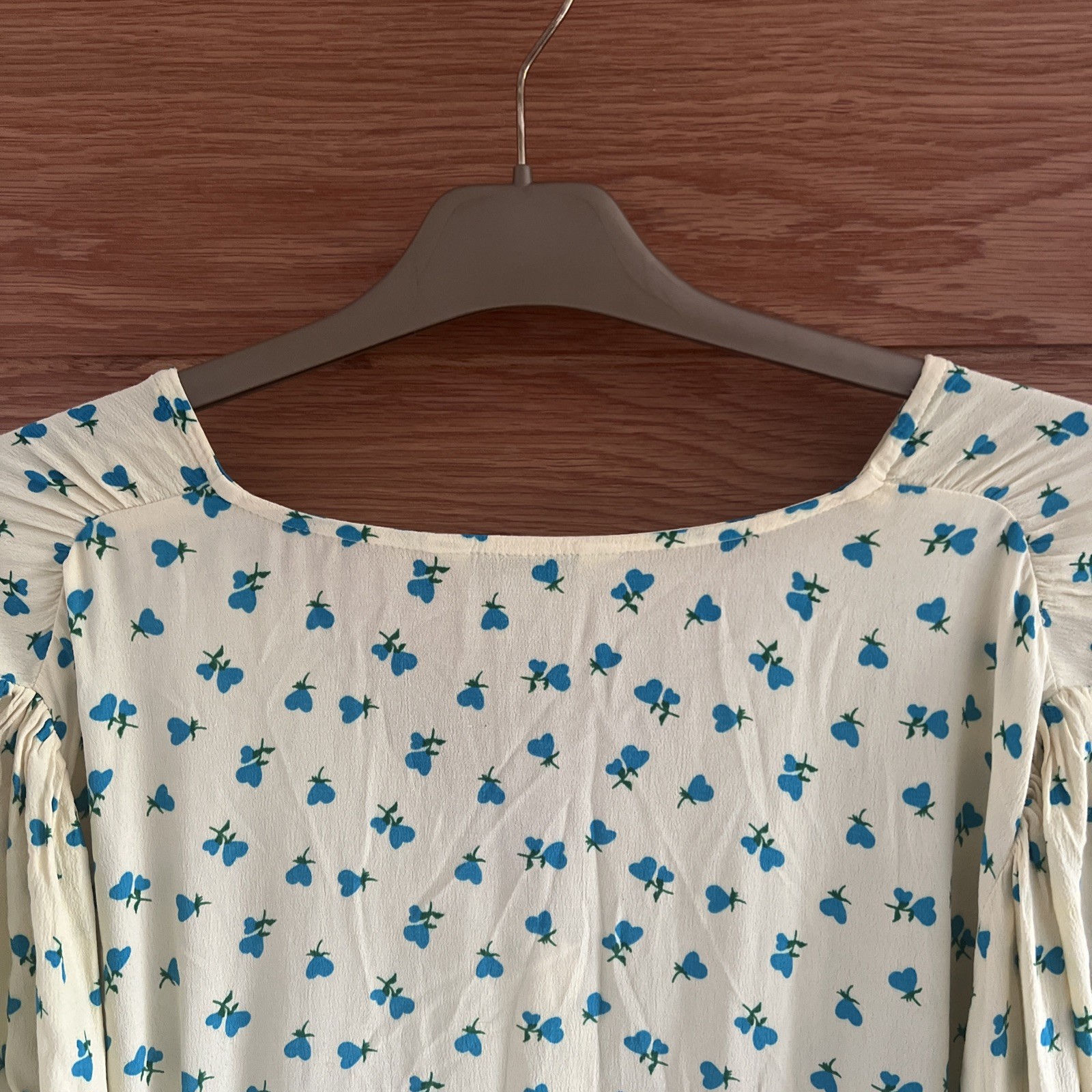 Marks & Spencer X Ghost Ditsy Print Tea Dress Size 18 Butter Yellow Blue Heart