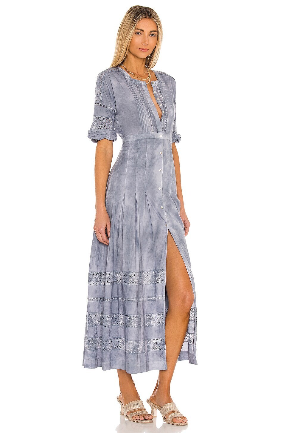 LoveShackFancy Edie Tie Dye Button Dress XS $135 Gorgeously Romantic
