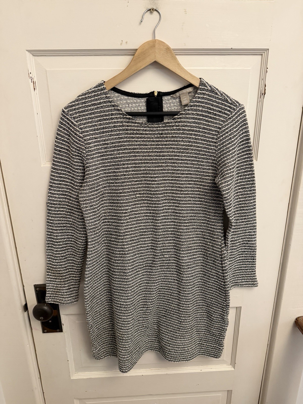 Banana Republic Striped Sheath Dress Textured Metallic Thread Size 10P $110