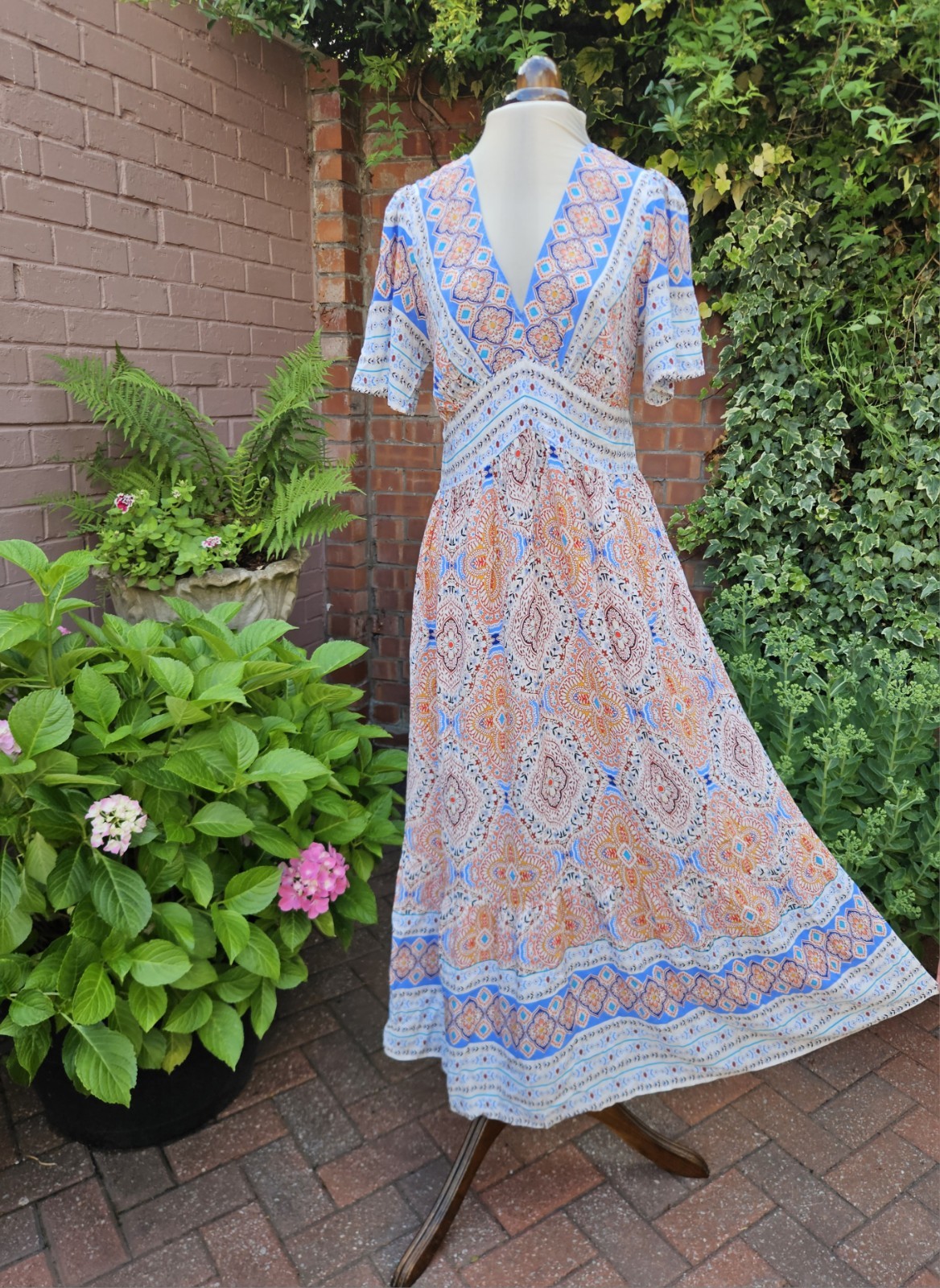 Floaty Boho 70s Style Breathable Summer Holiday Festival Dress Hippie Folk 14